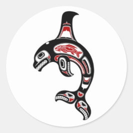 Red and Black Haida Spirit Killer Whale Runt Klistermärke