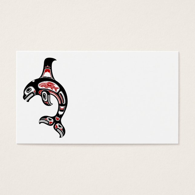 Red and Black Haida Spirit Killer Whale Visitkort (Framsidan)