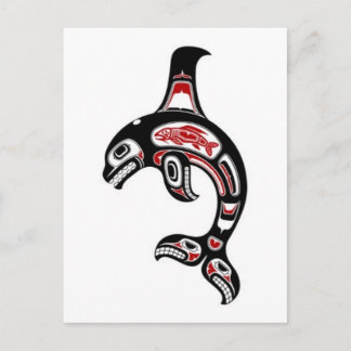 Red and Black Haida Spirit Killer Whale Vykort