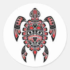 Red and Black Haida Spirit Sea Turtle Runt Klistermärke