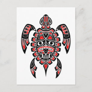 Red and Black Haida Spirit Sea Turtle Vykort