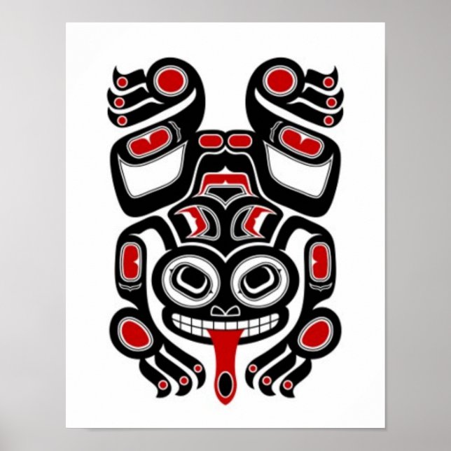 Red and Black Haida Spirit Träd Frog Poster (Framsidan)