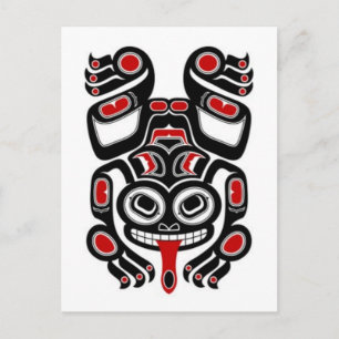 Red and Black Haida Spirit Träd Frog Vykort