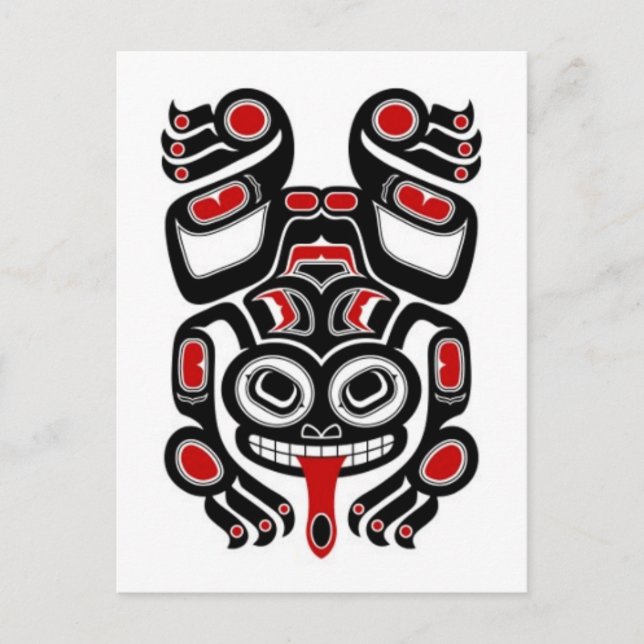 Red and Black Haida Spirit Träd Frog Vykort (Framsida)