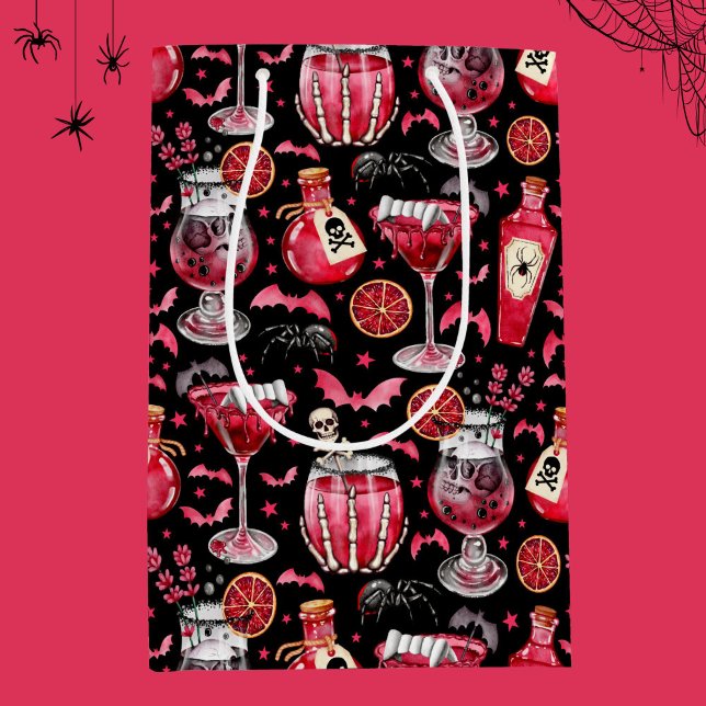 Red and Black Halloween Cocktails and Potions (Red and Black Halloween Cocktails and Potions Medium Gift Bag)