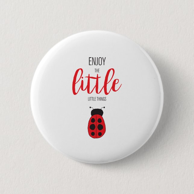 Red and Black Hand plockade Baby Ladybug Cute Kryp Knapp (Framsida)