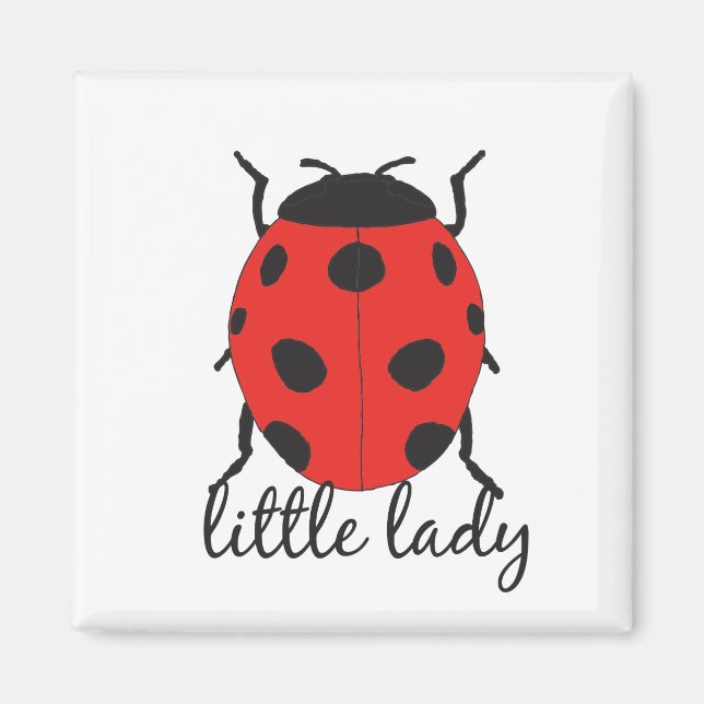Red and Black Hand plockade Baby Ladybug Cute Kryp Magnet (Framsidan)