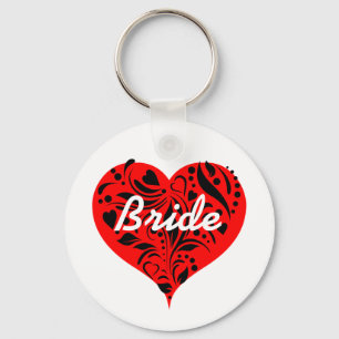 Red and Black Heart Bride Nyckelring