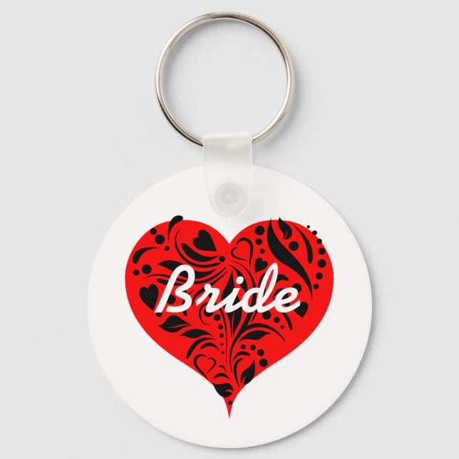 Red and Black Heart Bride Nyckelring (Framsida)