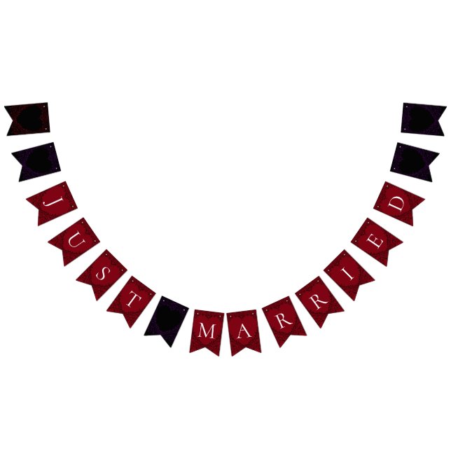 Red and Black Heart Gothic Bröllop Bunting Bunting Vimplar (Alla)