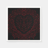 Red and Black Heart Gothic Bröllop Napkins