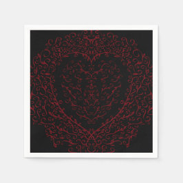 Red and Black Heart Gothic Bröllop Napkins Pappersservett