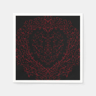 Red and Black Heart Gothic Bröllop Napkins Pappersservett