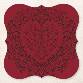 Red and Black Heart Gothic Bröllop Underlägg