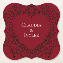 Red and Black Heart Gothic Bröllop Underlägg