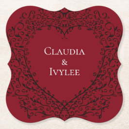 Red and Black Heart Gothic Bröllop Underlägg Papper