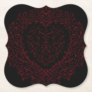 Red and Black Heart Gothic Bröllop Underlägg Papper