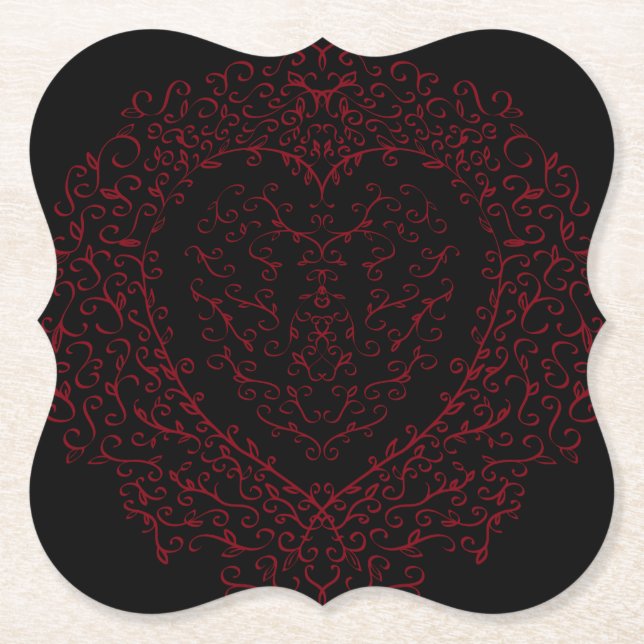 Red and Black Heart Gothic Bröllop Underlägg Papper (Framsida)