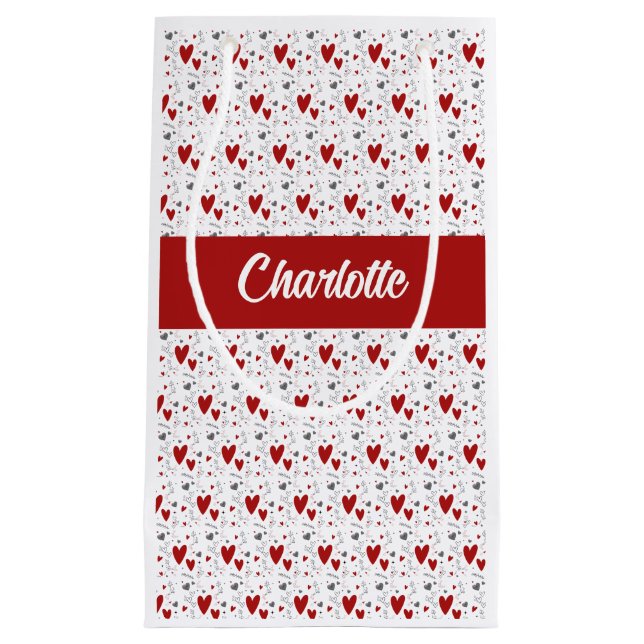 Red and Black Hearts Custom Monogram Name (Framsidan)