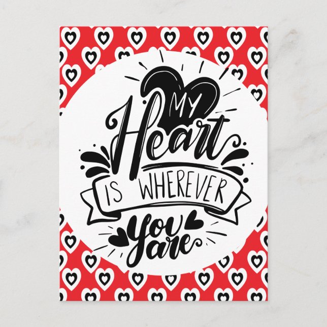 Red and Black Hearts Quote Valentines Day    Vykort (Framsida)
