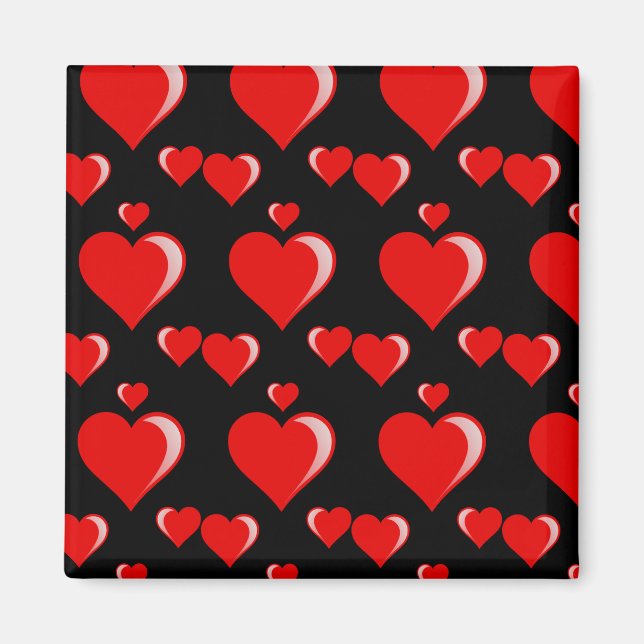 Red and Black Hearts Valentine Day Mönster Magnet (Framsidan)