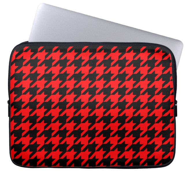 Red and Black Houndstooth Check Laptop Fodral (Framsidan)
