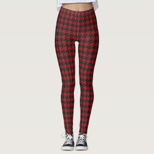 Red and Black Houndstooth Mönster Leggings