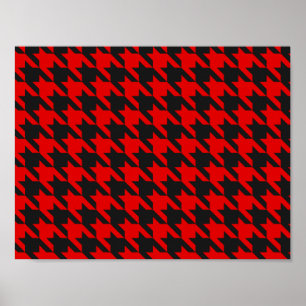 Red and Black Houndstooth Mönster Poster