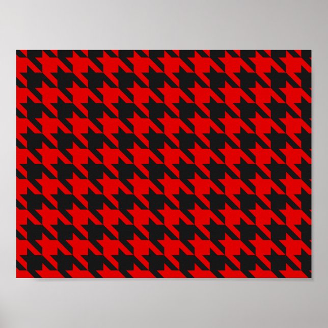 Red and Black Houndstooth Mönster Poster (Framsidan)