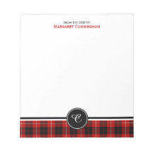 Red and Black Klan Cunningham Tartan Monogram