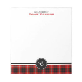 Red and Black Klan Cunningham Tartan Monogram Anteckningsblock