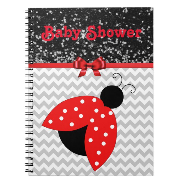 Red and Black Ladybug Baby Shower Notebook Anteckningsbok Med Spiral (Framsidan)