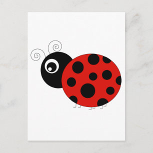 Red and Black Ladybug Vykort