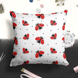 Red and Black Ladybugs Insekt | KRYP DEKORATIV KUD Kudde