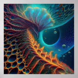 Red and Black Mandelbrot Poster