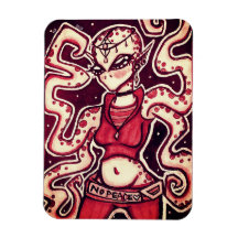 Red and Black No Peace Alien Magnet