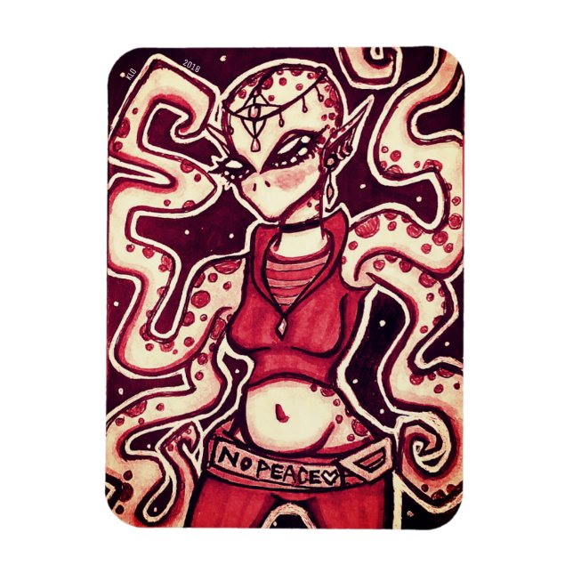 Red and Black No Peace Alien Magnet (Vertikal)