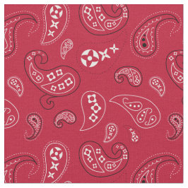Red and Black Paisley Western Bandana Print Tyg
