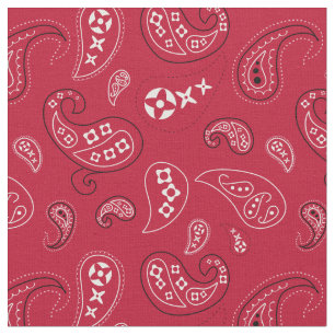 Red and Black Paisley Westernare Bandana Print Tyg