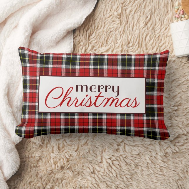 Red and Black Play Add Namn God jul Lumbarkudde (Filt)