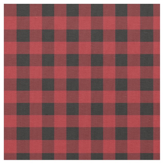 Red and Black Play Buffalo Check Mönster Fabric Tyg (Närbild)