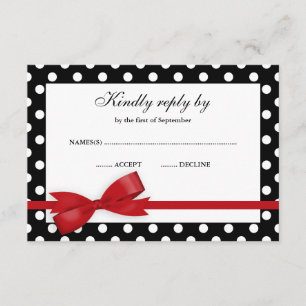 Red and Black Polka Dot Bow OSA Kort