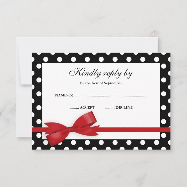 Red and Black Polka Dot Bow OSA Kort (Framsida)