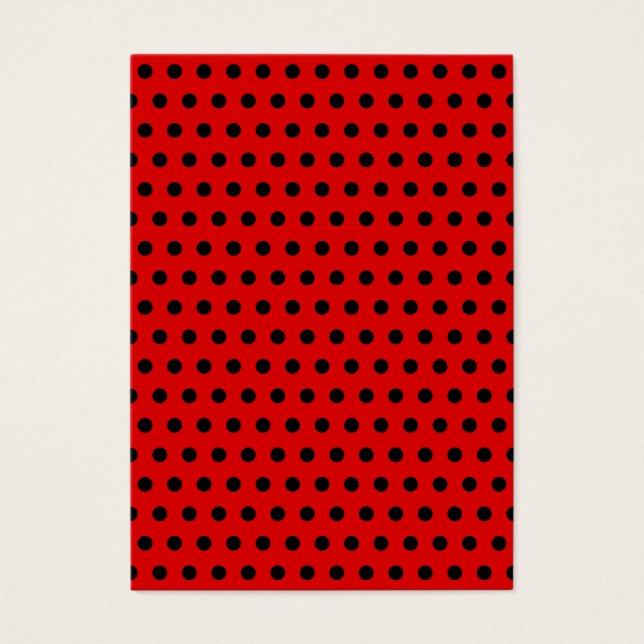 Red and Black Polka Dot Mönster. Fläckigt. Visitkort (Framsidan)