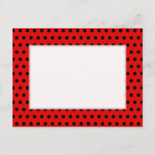Red and Black Polka Dot Mönster. Fläckigt. Vykort