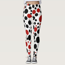 Red and Black Polka Dot Mönster Leggings