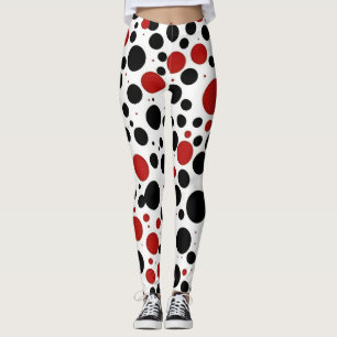 Red and Black Polka Dot Mönster Leggings