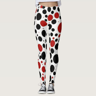 Red and Black Polka Dot Mönster Leggings