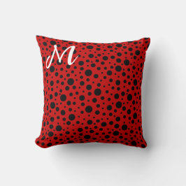 Red and black polka dots funny ladybug kudde