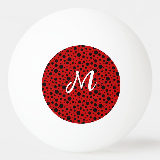 Red and black polka dots funny ladybug pingisboll (Framsidan)
